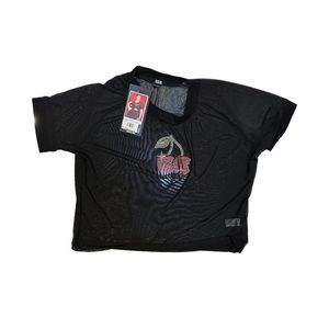 Dolls Kill - Delia’s Black Mesh Rhinestone Cherry Crop Top Size 2X